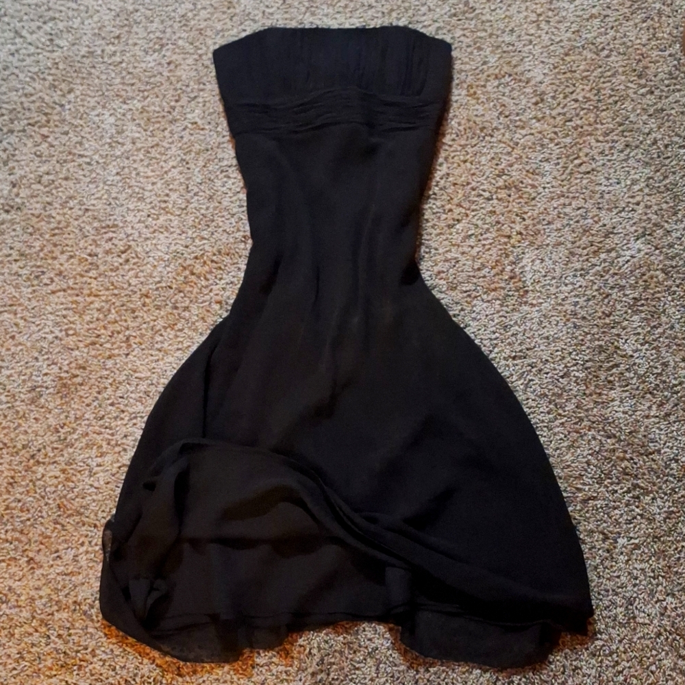 Ann Taylor Black Strapless Dress Size 0 Silk
